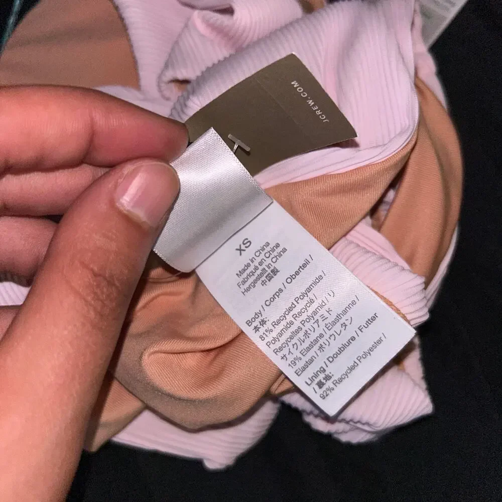 New J. Crew Pink Ribbed High Rise Cheeky Bikini Swim Bathing Suit Bottom Size XS